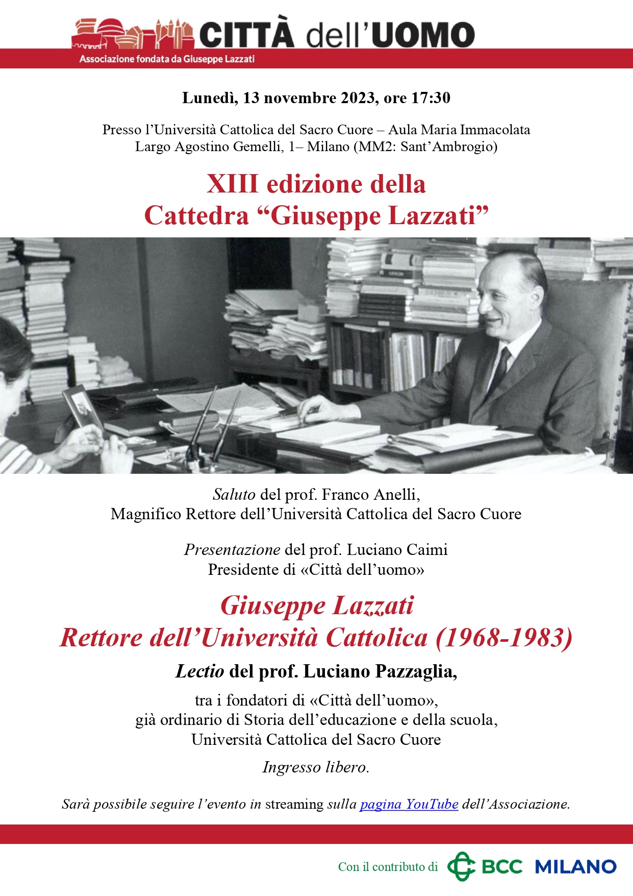 XIII edizione della Cattedra “Giuseppe Lazzati”