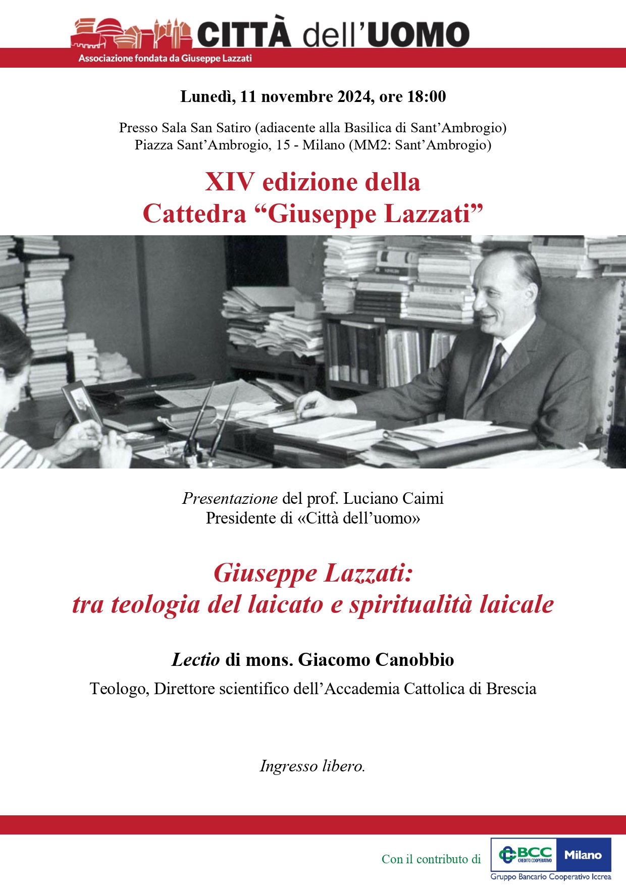 XIV edizione della Cattedra “Giuseppe Lazzati”